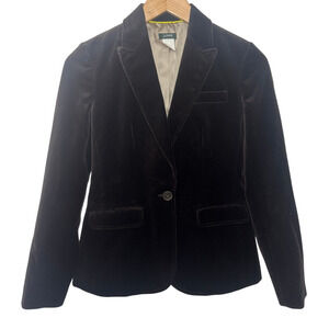 J.Crew Blazer Women Size 0 Brown Velvet Preppy Old Money Clean Girl Career Work